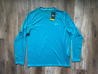 UNDER ARMOUR Drift Tide Knit Loose Fit Shirt~Men's Size XL~NWT~UPF 30~Teal~L/S - Image 1 of 4
