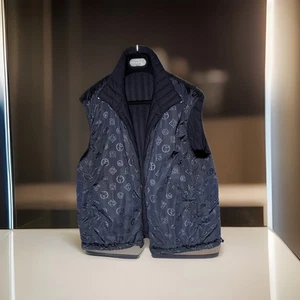 Giorgio Armani Men’s Logo Reversible Vest IT 50 US Large Blue Made In Italy Wool - Picture 1 of 7