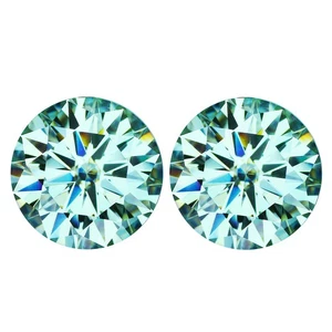 2.41 Ct IF 2 Pcs Pair Premium Brilliant Round (Diamond Cut) 7 MM Blue Moissanite - Picture 1 of 5