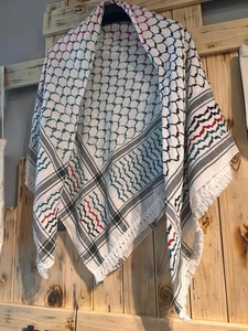 Palestinian Cotton Keffiyeh Scarf – Nablus Made, Flag Colors, Authentic Heritage - Picture 1 of 5