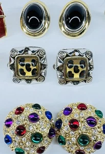 15 Paar Vintage Lot gold und silberfarben Strass Edelstein Hänger Emaille - Bild 1 von 10