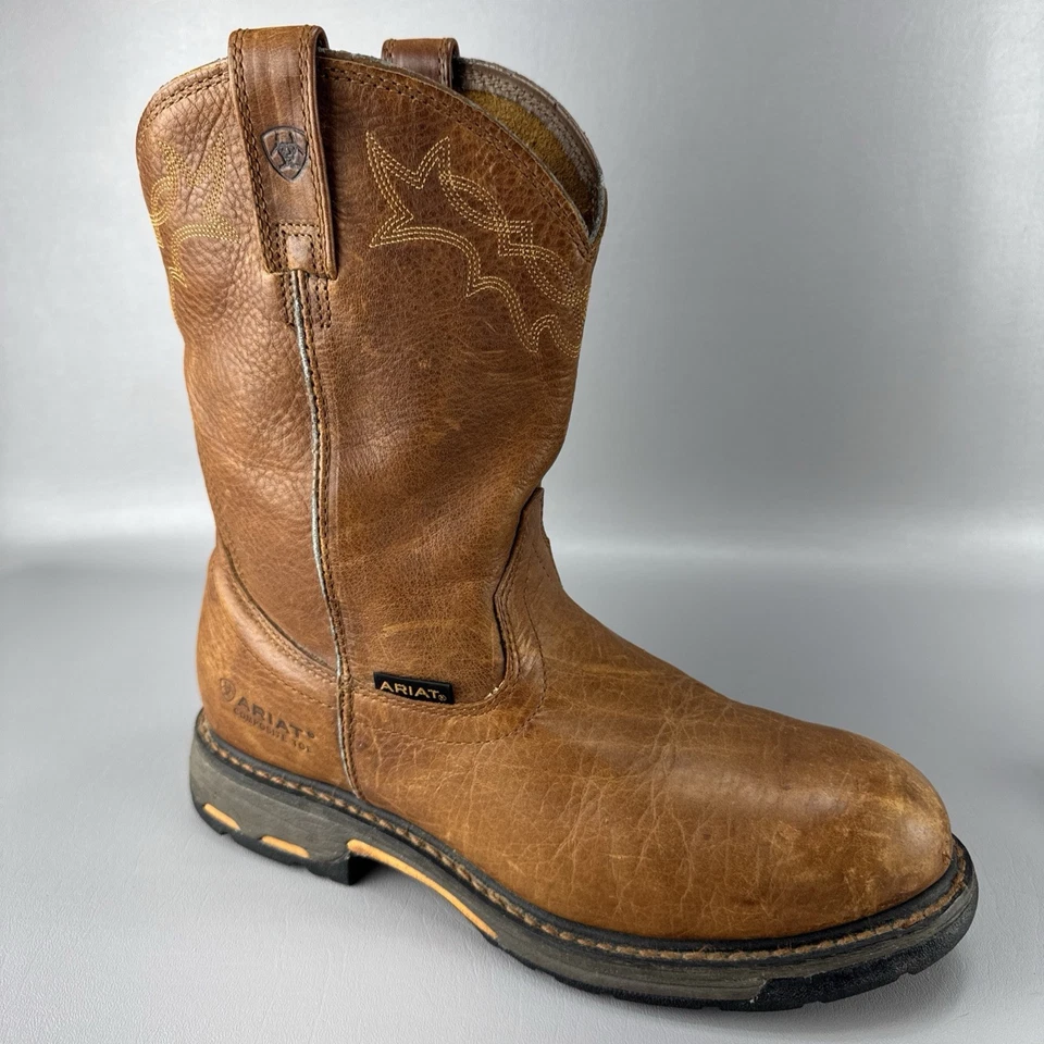 Botas Ariat Workhog Pull On Puntera Compuesta Para Hombres Talla 11.5 EE Cuero Marrón Western Foto 1 de 4