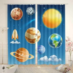 Multiplanet Arrangement 3D Blockout Photo Print Curtain Fabric Curtains Window - Bild 1 von 10