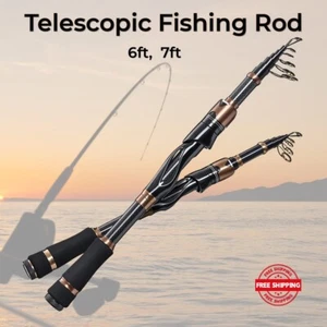 Telescopic Casting Spinning Fishing Rod 6-7ft Super Hard Professional Travel Rod - Picture 1 of 14