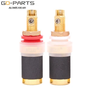 EIZZ 24K Gold Plated Brass Speaker Binding Post Hifi Audio AMP Banana Connectors - Picture 1 of 6