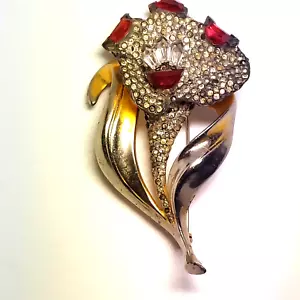 Atemberaubende Vintage unmarkierte große Zittern Strass Brosche Anstecknadel - Bild 1 von 13