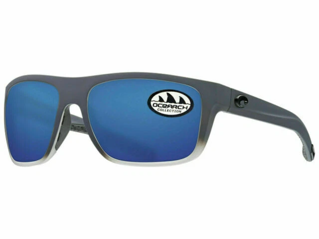 Costa Del Mar Men's Broadbill Polarized Square Sunglasses - Ocearch Matte Fog Gray/Gray Blue Mirrored