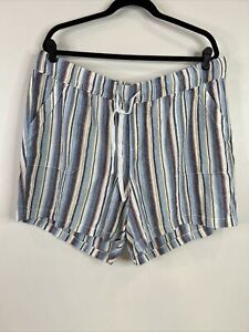 Lane Bryant Linen Blend Striped Drawstring Shorts Elastic Waist Size 18/20 NWT
