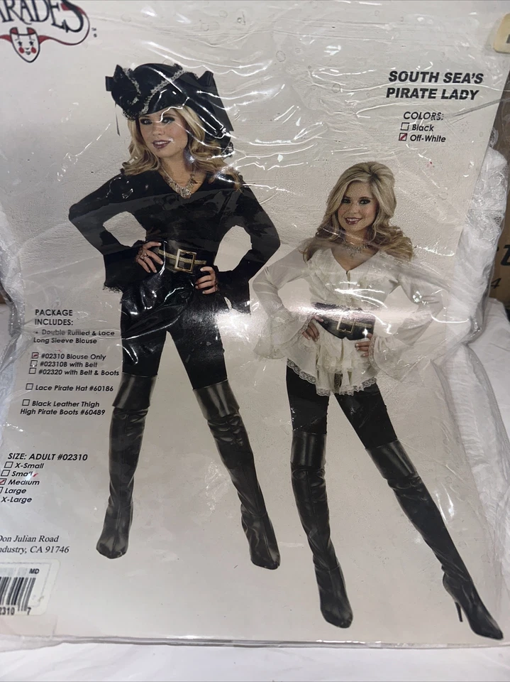Blusa blanca apagada dama pirata del mar del sur talla única disfraz Smaii para mujer Foto 1 de 1