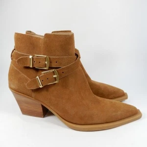 Dolce Vita Rayner Suede Heeled Booties Size 8 Pecan Brown Suede Buckle NEW - Picture 1 of 9