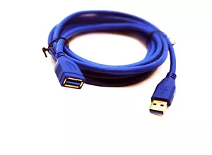 Cable de extensión USB 3.0 de 15 ft placa dorada tipo A de macho a hembra color azul - Imagen 1 de 2