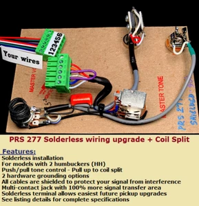 Actualización de cableado HH sin soldadura PRS 277 + división de bobina + resistencias de equilibrio SC/HB - Imagen 1 de 10