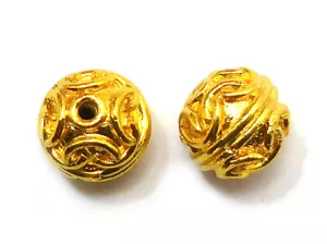 8 PCS 10MM SOLID COPPER BALI BEAD 18K GOLD PLATED 753 ILO-495 - Picture 1 of 3
