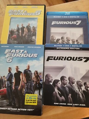 2 DVD AND 1 BLU-RAY LOT FAST & FURIOUS 6 & 7 USED GOOD - Image 1 of 3