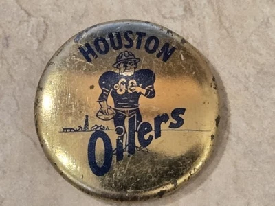复古 1 英寸圆形 1960 年代休斯顿油队足球徽章纽扣 AFL NFL LAR LU 线 — 第 1/3 张图片