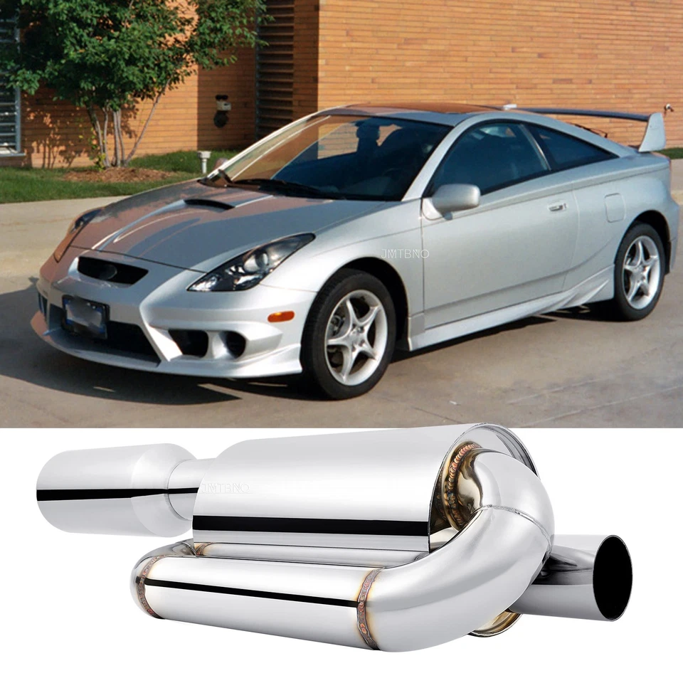 Silenciador de escape de doble bucle para Toyota Celica GT4 2,5" entrada 4,0" punta pulida  Foto 1 de 4