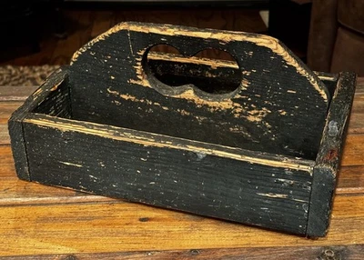 Примитивный деревянный поднос антикварная коробка для столовых приборов органайзер деревянная коробка разделенный поднос - Изображение 1 из 4