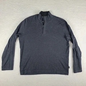 BOSS Hugo Boss Sweater Mens XL Dark Gray Picano 01 Regular Fit Quarter Button - Picture 1 of 13