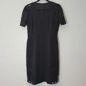 Elie Tahari black Sheath dress Size 6 lace Panel Comfy Office Wedding Guest - Picture 1 of 8