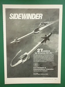 7/1978 PUB FORD AEROSPACE MISSILE SIDEWINDER GUIDANCE CONTROL FRENCH AD - Imagen 1 de 1