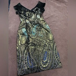 Stunning vintage couture metallic paisley sheath exquisite details - Picture 1 of 10