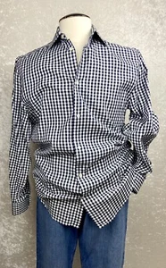 H&M Shirt Size M Black Gingham Check Button Front Point Collar Long Sleeve - Picture 1 of 11
