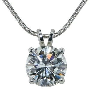 1/2Ct Round Cut Real Diamond Solitaire Pendant Necklace 14k White Gold - Picture 1 of 5