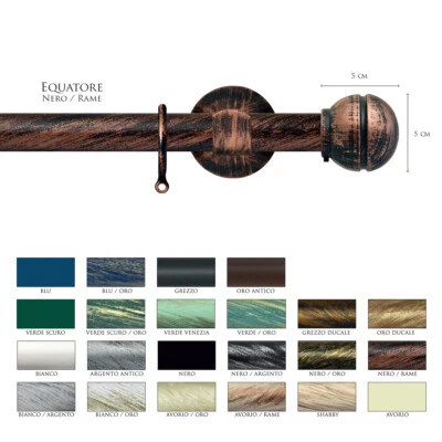 Scorritenda Corda Strappo Bastone Tenda Ferro Battuto Terminale EQUATORE Vami - Immagine 1 di 2
