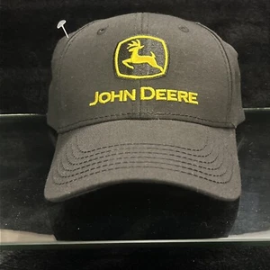 John Deere Trademarked BallCap Yellow On Black Cooler Weather SnapBack Stitching - Picture 1 of 3