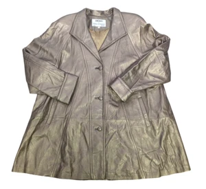 Vintage Dero Rocco D'Amelio Jacke Damen L Metallic Gold Leder Trenchcoat - Bild 1 von 10