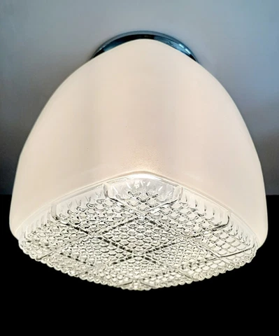 Vtg/Antique 1930's-1950's Art Deco Nouveau Glass Shade Ceiling Light Fixture Cover