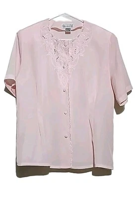 Blusa Christie & Jill Talla 10 Rubor Manga Corta Rosa Sedoso Botones Frontales  Foto 1 de 4