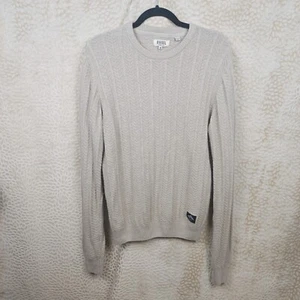 Diesel Mens Beige Chevron Premium Knit Jumper Round Neckline Size M Wool Blend - Picture 1 of 14