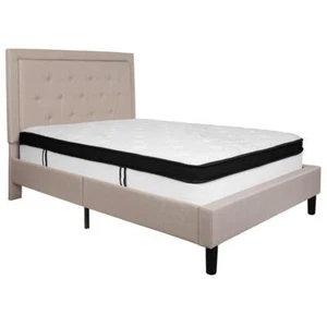 Flash Furniture Roxbury Tufted Full Platform Bed in Beige - Picture 1 of 3