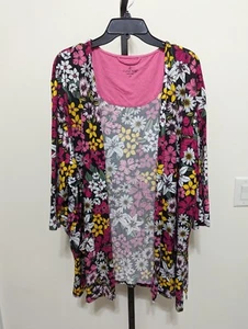 Cuddl Duds Plus cool & luftig Ultra Patch Tasche Wrap Cardigan rosa Blumenmuster 2X - Bild 1 von 9