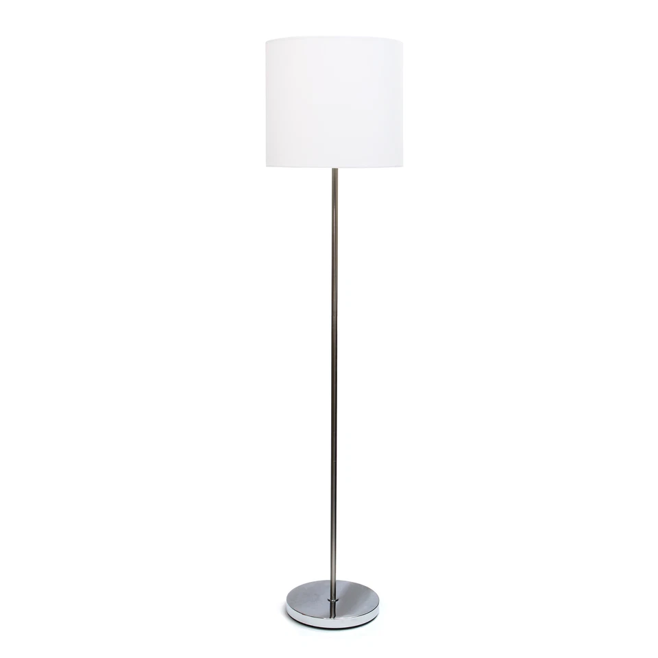 Simple Designs Arched Brushed Nickel Floor Lamp White Shade
