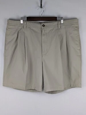 IZOD Chino Corto Para Hombres 42 Caqui Tostado Plisado Clásico Negocios Golf Bolsillos Foto 1 de 4