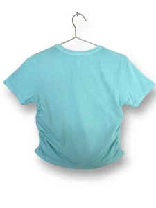 Urban Outfitters Ruched Baby T Shirt Aqua Blue L Tee Short Sleeve Organic Cotton - Picture 1 of 7