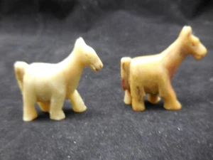 2 Vintage Stone Carved Donkey Burro 1.5" tall - Picture 1 of 4