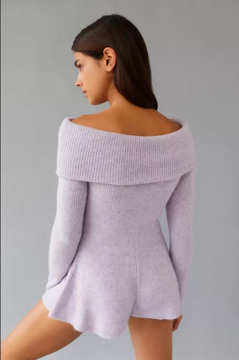 Mameluco tejido lavanda Urban Outfitters talla MEDIANA para mujer Grace Off Shoulders nuevo sin etiquetas Foto 1 de 4