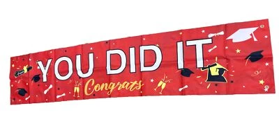 Juego de pancartas y globos - Rojo YOU DID IT pancarta alentadora de graduación C.. Foto 1 de 2