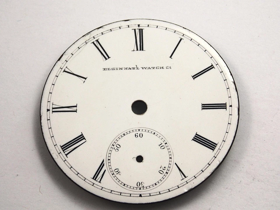 Reloj de colección Elgin Natl Watch Co esfera para relojes de bolsillo 45,75 mm blanco nuevo de stock Foto 1 de 1