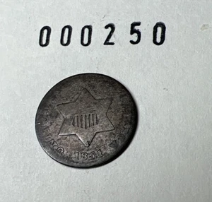 1851 Three Cents Coin US 3C Silver Trime - Picture 1 of 13