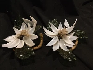 Antique pair of Large Venetian Glass Type  glass Daisy Floral decor i1 - Picture 1 of 11