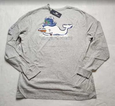New XS L XL Vineyard Vines watercolor snowman whale Christmas long sleeve tee - Image 1 of 4