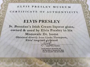 ELVIS PRESLEY - Elvis personal St. Brendan's Irish Cream liqueur glass With COE - Foto 1 di 6