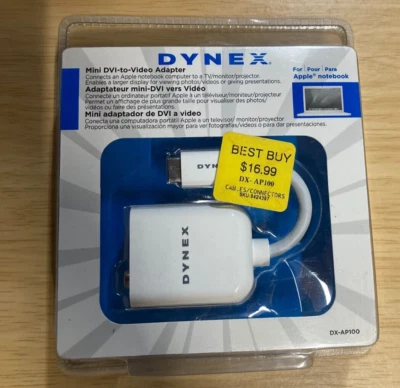 Dynex Mini DVI to VGA Adapter DX-AP100  Apple Notebook to RCA/S Video Input - Image 1 of 3