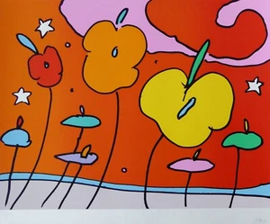 Peter Max Night Flowers or Three flowers 1977 Hand signed Silkscreen psychedelic - Picture 1 of 5