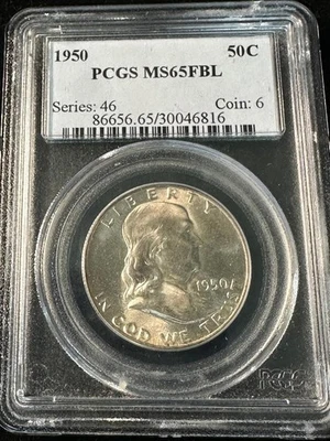 1950 Franklin Half Dollar PCGS MS65FBL   MS 65 FBL   Full Bell Lines   #6816 - Image 1 of 2