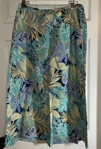 Vintage Talbots Leinen Maxirock Größe 12 Blumenmuster Tropisch Kreuzfahrt Frühling Reisen - Bild 1 von 9